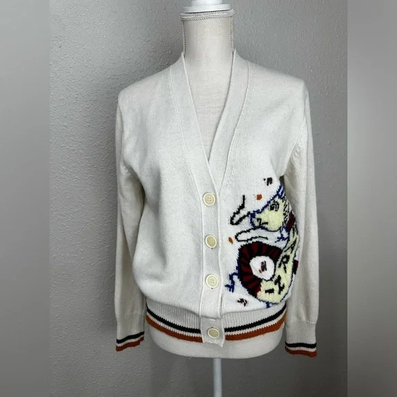MarniWOOL-CASHMERE BLEND CARDIGAN WITH JACQUARD DRAGON size S-M
